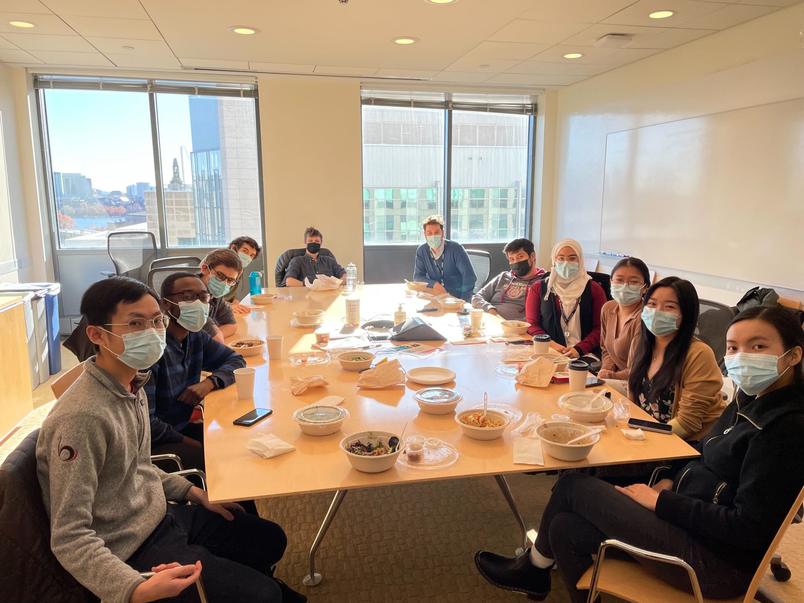Lab members enjoying lunch together.