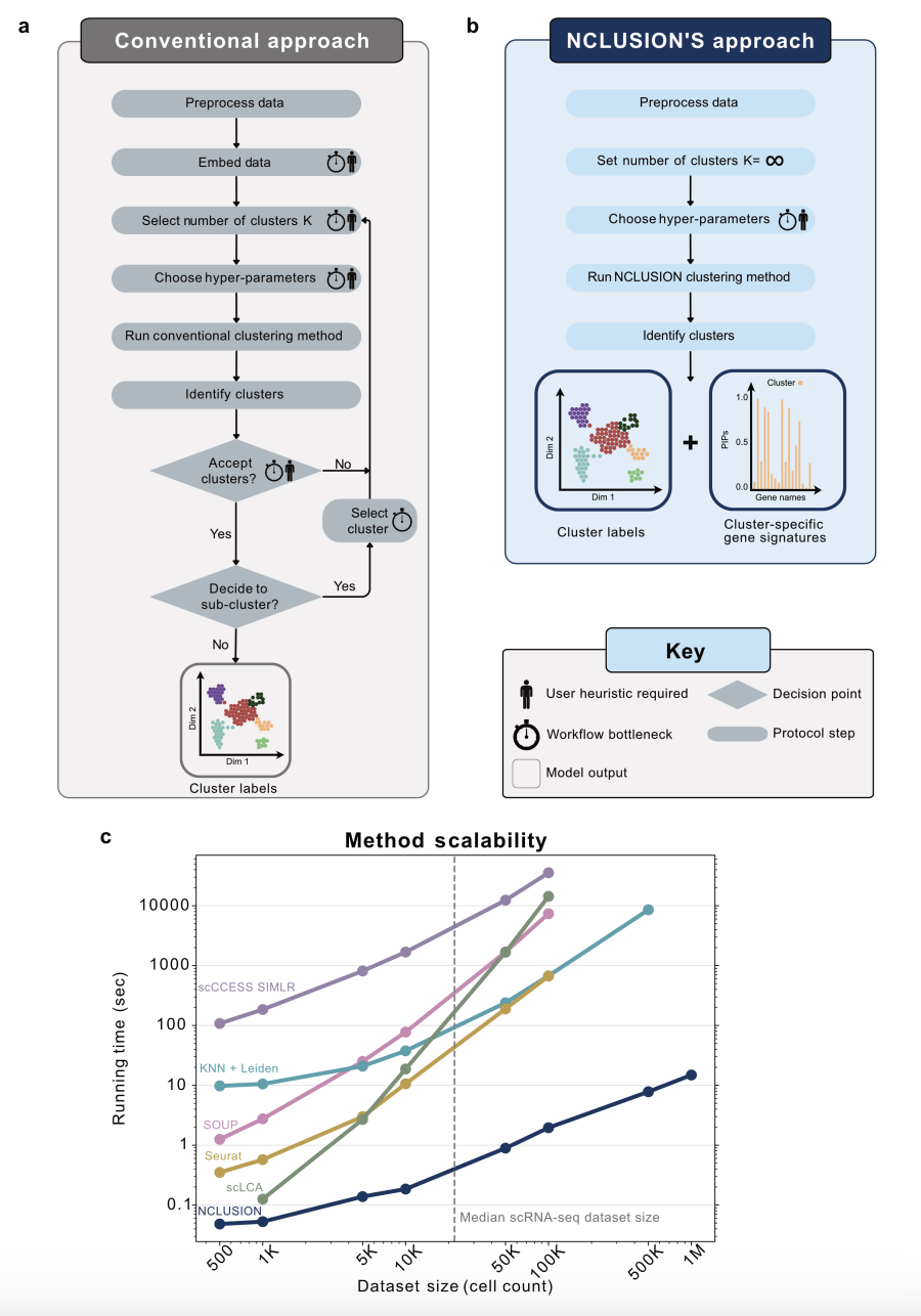 Scalable nonparametric clustering with unified marker gene selection for single-cell RNA-seq data